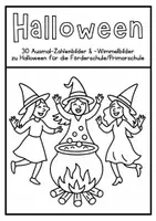 Vorschau - Mal- und Bastelvorlagen - 30 Ausmalbilder & Wimmelbilder Halloween Förderschule Primarschule - Deckblatt