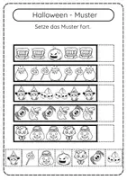 Vorschau - Arbeitsblätter - Mathe Klasse 1 Halloween Muster fortsetzen kleben/schneiden - Seite 2