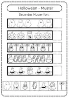 Vorschau - Arbeitsblätter - Mathe Klasse 1 Halloween Muster fortsetzen kleben/schneiden - Seite 3