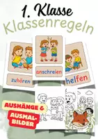 Vorschau - Mal- und Bastelvorlagen - Klassenregeln Klasse 1 (bebildert) - Deckblatt