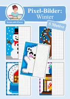 Vorschau - Arbeitsblätter - Pixel-Bilder: Winter (Symmetrie / Pixel-Art) - Deckblatt