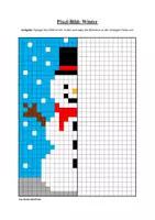 Vorschau - Arbeitsblätter - Pixel-Bilder: Winter (Symmetrie / Pixel-Art) - Seite 1