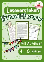 Vorschau - Arbeitsblätter - Deutsch Leseverstehen Karneval/Fasching (Klasse 4-6) - Deckblatt