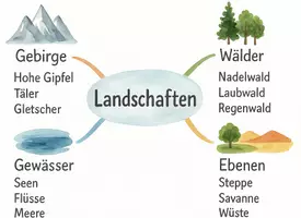 Vorschau - Arbeitsblätter - Arbeitsblatt "Landschaften" + Onlineübung & MP3 + Mindmap + Infografik - Seite 2