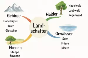 Vorschau - Arbeitsblätter - Arbeitsblatt "Landschaften" + Onlineübung & MP3 + Mindmap + Infografik - Seite 3