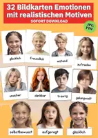Vorschau - Arbeitsblätter - Gefühlskarten für Kinder – 32 Emotionen erkennen und benennen mit realistischen Kindermotiven - Deckblatt