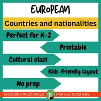 Vista previa - Tarjetas / Manipulativos - European Countries & Nationalities Flashcards | ESL Geography Vocabulary Set - página 1