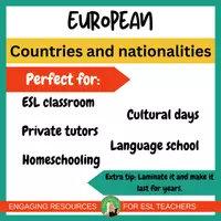Vista previa - Tarjetas / Manipulativos - European Countries & Nationalities Flashcards | ESL Geography Vocabulary Set - página 3