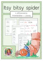 Vorschau - Arbeitsblätter - Itsy Bitsy Spider Flashcards und Arbeitsblätter - Deckblatt