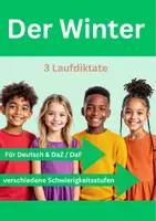 Vorschau - Arbeitsblätter - Laufdiktat Der Winter ❄️ Diktate für DaZ Deutsch - Deckblatt