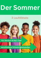 Vorschau - Arbeitsblätter - Laufdiktat Der Sommer ☀️ Diktate für DaZ Deutsch - Deckblatt