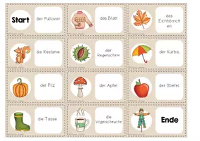 Vorschau - Spiele - Lesedomino - Herbst (Freiarbeit DaZ 1. Klasse / 2. Klasse / 3. Klasse) - Seite 1