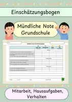 Vorschau - Test - Notenvergabe: Mündliche Note Kompetenzraster Einschätzung - Deckblatt