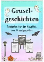 Vorschau - Aufgabenkarten - Gruselgeschichten - Tippkarten Hauptteil - Deckblatt