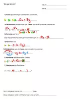 Vorschau - Arbeitsblätter - Selbstkontrolle Mathe Terme-Gleichungen und Binomische Formeln - Seite 1