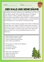 Vorschau - Arbeitsblätter - Der Wald - 11 Sachtexte + Fragen - Deckblatt