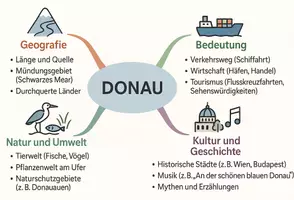 Vorschau - Arbeitsblätter - AB mit Fragen zum Thema "Donau" + Lösungsblatt + Mindmap + Infografik - Seite 2