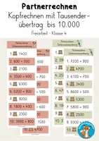 Vorschau - Spiele - Partnerrechnen Kopfrechnen Tausenderübertrag bis 10.000 - Deckblatt