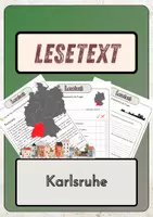 Vorschau - Arbeitsblätter - Leseverständnis (Leseverstehen) - Karlsruhe + Lösungen - Deckblatt
