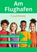 Vorschau - Arbeitsblätter - Schleichdiktat Am Flughafen ✈️ Laufdiktat für Deutsch DaZ - Deckblatt
