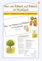 Vorschau - Arbeitsblätter - Gedicht: Herr von Ribbeck Lerntheke mit Selbstkontrolle - Deckblatt