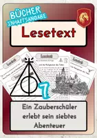 Vorschau - Arbeitsblätter - Leseverständnis - (Inhaltsangabe) Harry Potter und die Heiligtümer des Todes + Lösungen - Deckblatt
