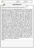 Vorschau - Arbeitsblätter - Abgeordneter Beruf Arbeitsblätter mit Fragen + Lösungen Deutsch DaZ AB - Seite 1