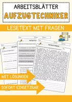 Vorschau - Arbeitsblätter - Aufzugtechniker Beruf Arbeitsblätter mit Fragen + Lösungen Deutsch DaZ AB - Deckblatt