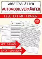 Vorschau - Arbeitsblätter - Automobilverkäufer Beruf Arbeitsblätter mit Fragen + Lösungen Deutsch DaZ AB - Deckblatt