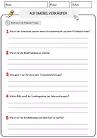 Vorschau - Arbeitsblätter - Automobilverkäufer Beruf Arbeitsblätter mit Fragen + Lösungen Deutsch DaZ AB - Seite 3