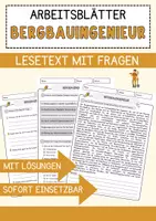 Vorschau - Arbeitsblätter - Bergbauingenieur Beruf Arbeitsblätter mit Fragen + Lösungen Deutsch DaZ AB - Deckblatt