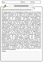 Vorschau - Arbeitsblätter - Bergbauingenieur Beruf Arbeitsblätter mit Fragen + Lösungen Deutsch DaZ AB - Seite 1