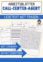 Vorschau - Arbeitsblätter - Call-Center-Agent Beruf Arbeitsblätter mit Fragen + Lösungen Deutsch DaZ AB - Deckblatt