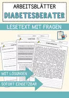 Vorschau - Arbeitsblätter - Diabetesberater Beruf Arbeitsblätter mit Fragen + Lösungen Deutsch DaZ AB - Deckblatt