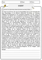 Vorschau - Arbeitsblätter - Dozent Beruf Arbeitsblätter mit Fragen + Lösungen Deutsch DaZ AB - Seite 1