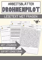 Vorschau - Arbeitsblätter - Drohnenpilot Beruf Arbeitsblätter mit Fragen + Lösungen Deutsch DaZ AB - Deckblatt