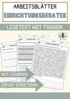 Vorschau - Arbeitsblätter - Einrichtungsberater Beruf Arbeitsblätter mit Fragen + Lösungen Deutsch DaZ AB - Deckblatt