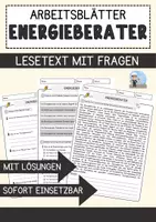 Vorschau - Arbeitsblätter - Energieberater Beruf Arbeitsblätter mit Fragen + Lösungen Deutsch DaZ AB - Deckblatt