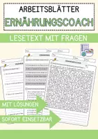 Vorschau - Arbeitsblätter - Ernährungscoach Beruf Arbeitsblätter mit Fragen + Lösungen Deutsch DaZ AB - Deckblatt