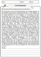 Vorschau - Eventmanager Beruf Arbeitsblätter mit Fragen + Lösungen Deutsch DaZ AB - Seite 1