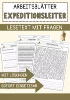 Vorschau - Arbeitsblätter - Expeditionsleiter Beruf Arbeitsblätter mit Fragen + Lösungen Deutsch DaZ AB - Deckblatt