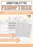 Vorschau - Arbeitsblätter - Feinoptiker Beruf Arbeitsblätter mit Fragen + Lösungen Deutsch DaZ AB - Deckblatt