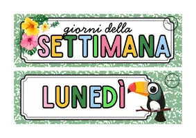 anteprima - Flashcard - Etichette giorni della settimana - Pagina di copertina
