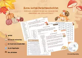 Vorschau - Arbeitsblätter - Lustige, einfache Herbstgeschichten zur Leseförderung - Deckblatt