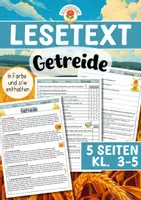 Vorschau - Arbeitsblätter - Lesetext - Getreide (Klasse 3-5) - Deckblatt