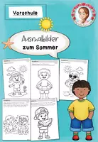 Vorschau - Arbeitsblätter - Ausmalbilder Sommer Vorschule | Kita Mal- und Bastelvorlagen - Deckblatt