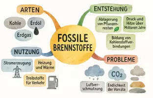 Vorschau - Arbeitsblätter - AB mit Fragen zum Thema "Fossile Brennstoffe" + Lösungsblatt + Mindmap + Infografik - Seite 2