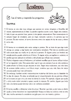Vista previa - Hojas de trabajo - Comprensión lectora – karma + soluciones (con reserva didáctica) - página 1
