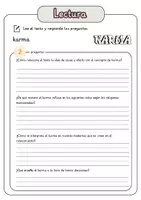 Vista previa - Hojas de trabajo - Comprensión lectora – karma + soluciones (con reserva didáctica) - página 3