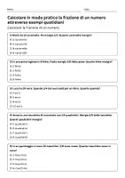 anteprima - Quiz - Quiz: Calcolare in modo pratico la frazione di un numero attraverso esempi quotidiani - Pagina 1